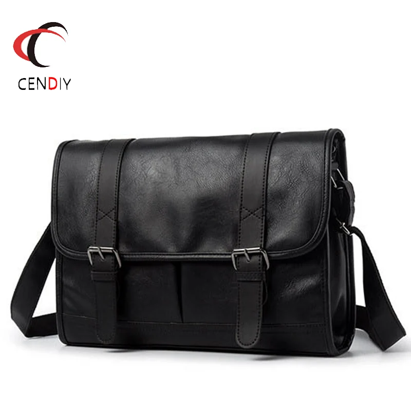 Vintage Business Men Shoulder Bags PU Leather Travel Bag Men Briefcase Brand Luxury Messenger Bag Male Ipad Crossbody Bag