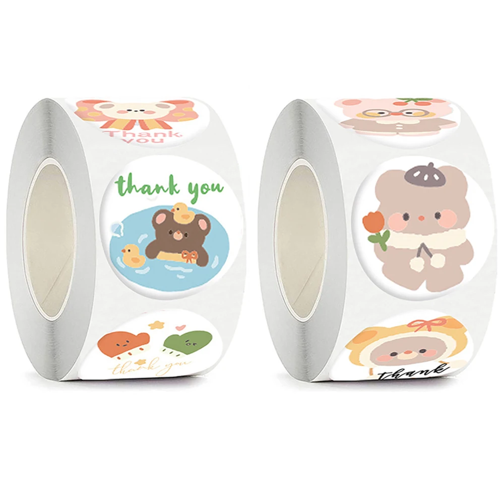 

500Pcs/roll Round Self-Adhesive Thank You Stickers DIY Scrapbooking Journaling Card Decorative Stickers Stationery