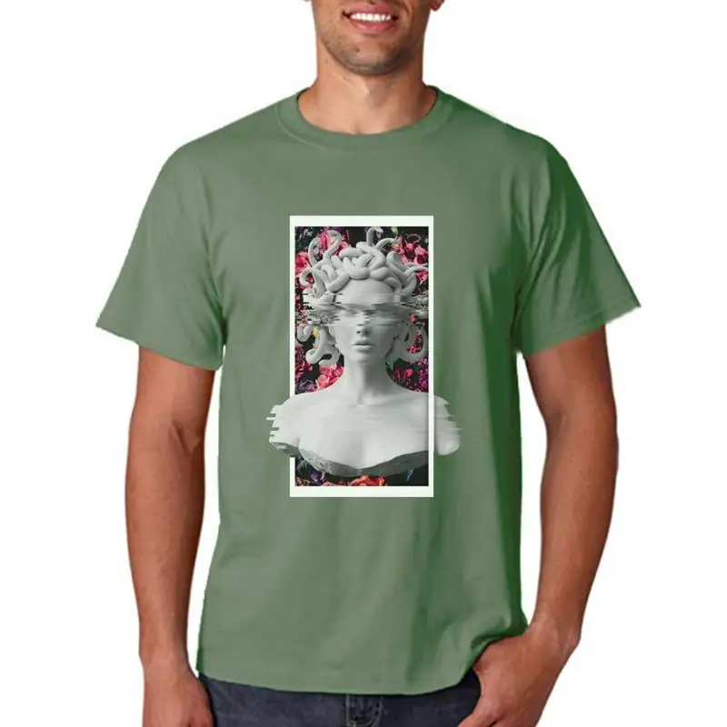 

Мужская футболка medusa, трикотажная футболка, европейский размер, с рисунком, знаменитая Новая мода, лето
