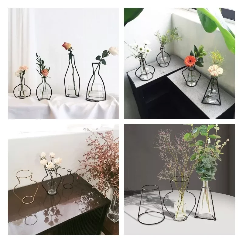 

Iron Line Flowers Vases Nordic Home Decoration Metal Plant Holder Nordic Styles Iron Dried Flowers Vase Room Home Decor