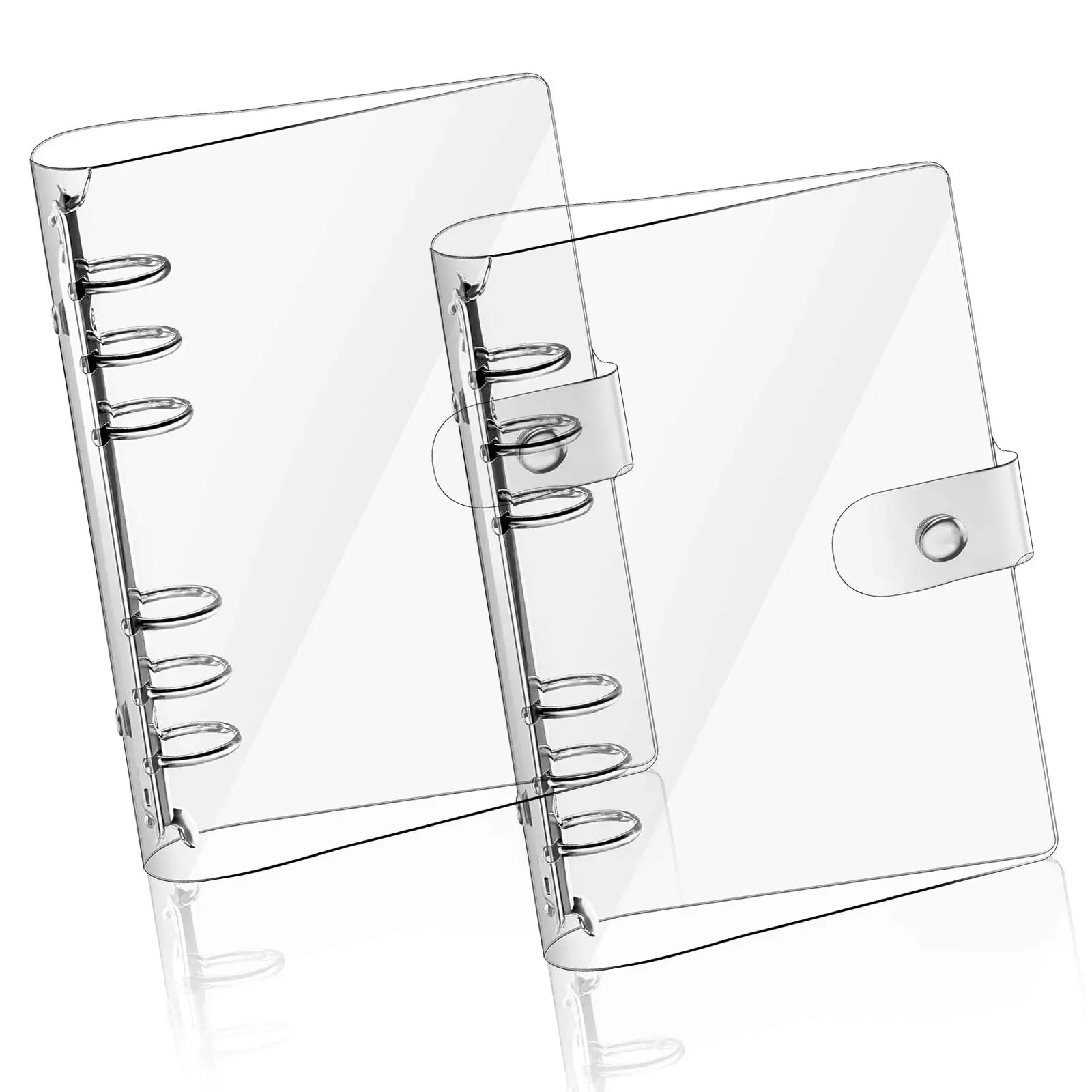 

A5 6-Ring Budget Binder with Snap Closure Clear Soft PVC Notebook File Cover Protector Refillable Loose Leaf Planner Binders