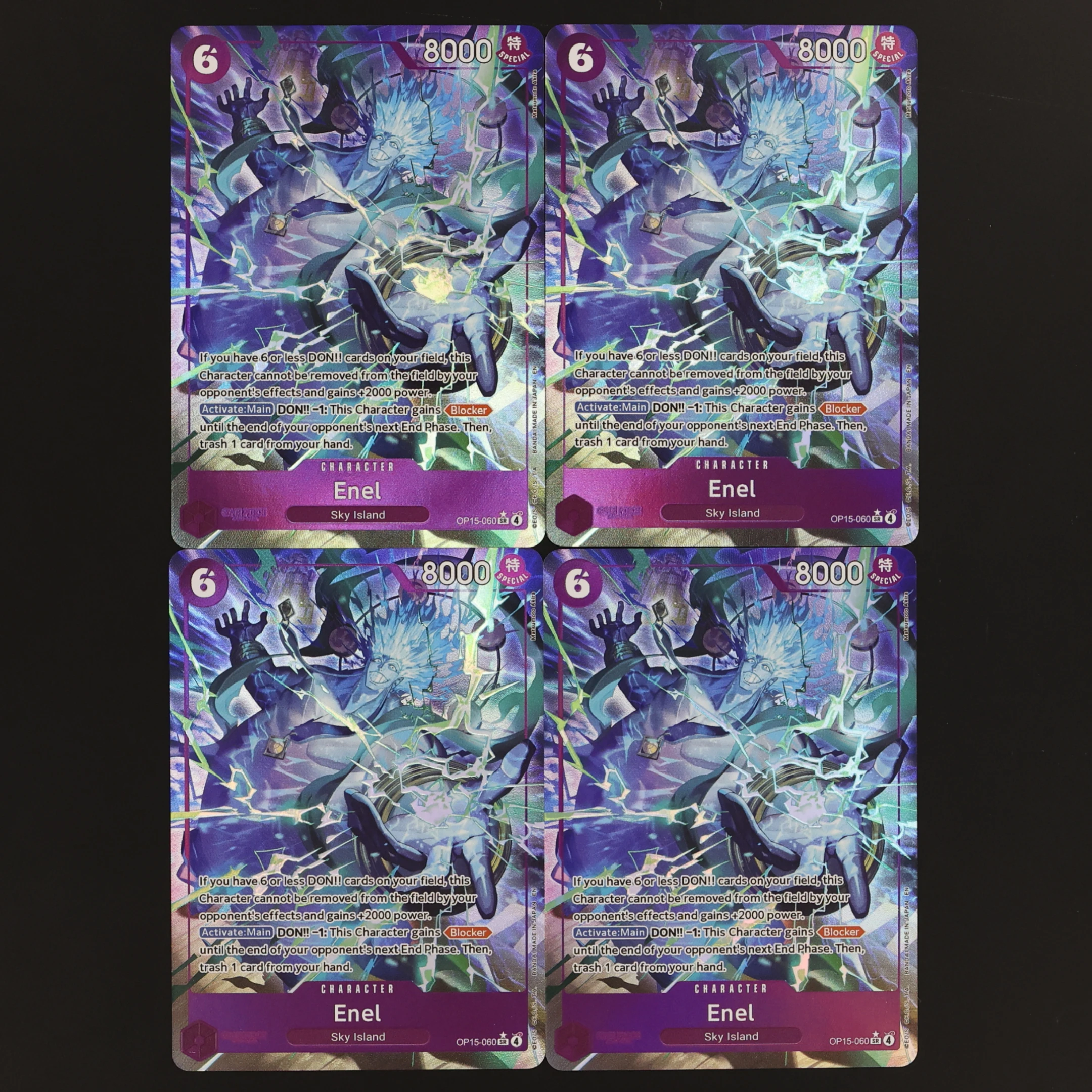 Фото Коллекционная карта One Piece TCG OPCG (английская версия) OP15-060 Энел SR 6 Cost Purple Enel, текстурированная фольгированная, с тиснением, аниме-карта №1