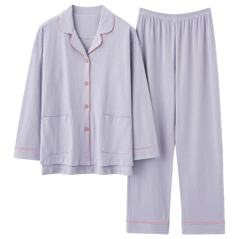 Top Grade 100% Cotton Couple's Pajama Sets Casual Solid Men's Sleepwear PJ Set Spring Autumn Pajamas for Sleeping pijama hombre