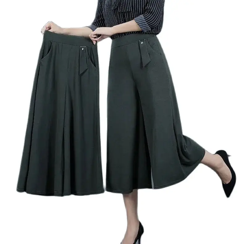 

Women's pants large high waist pants women show thin loose wide leg trousers women drop feeling nine point casual pants P3 424