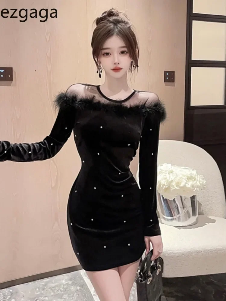 Женское бархатное платье Ezgaga с длинным рукавом