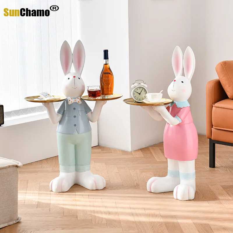 

New 2022 Cute Rabbit Bedside Table Ins Style Cartoon Bedroom Mini Small Storage Children's Sofa Side Shelf Home Decorations Gift
