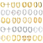 Серьги-кольца женские из серебра 925 пробы с цирконом