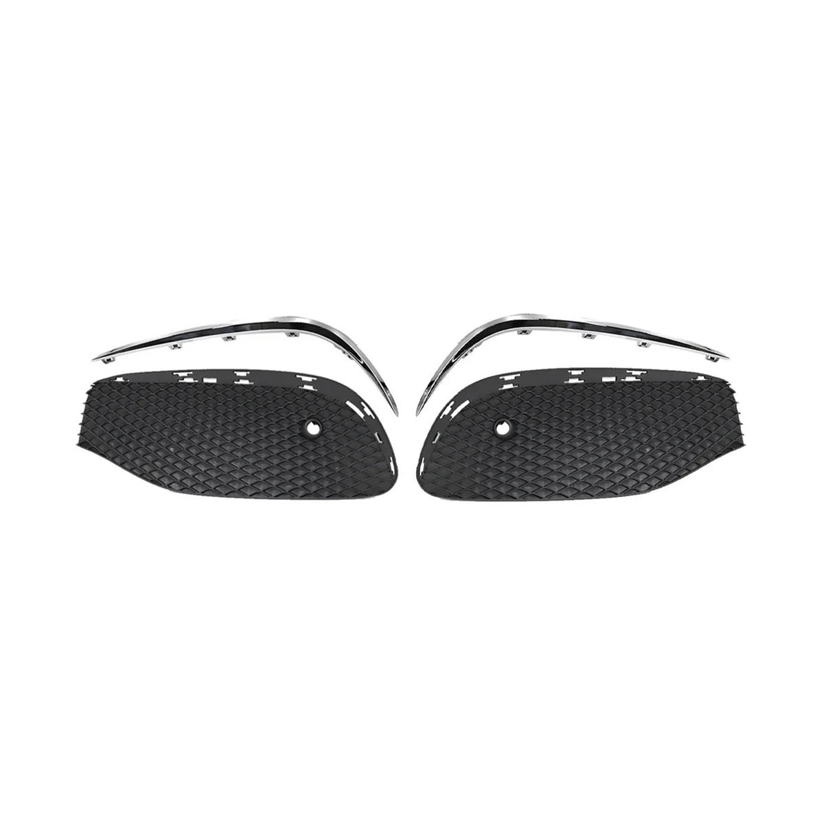 

Car Front Bumper Fog Light Grille Fog Lamp Grill Cover with Chrome Strip for E Class W213
