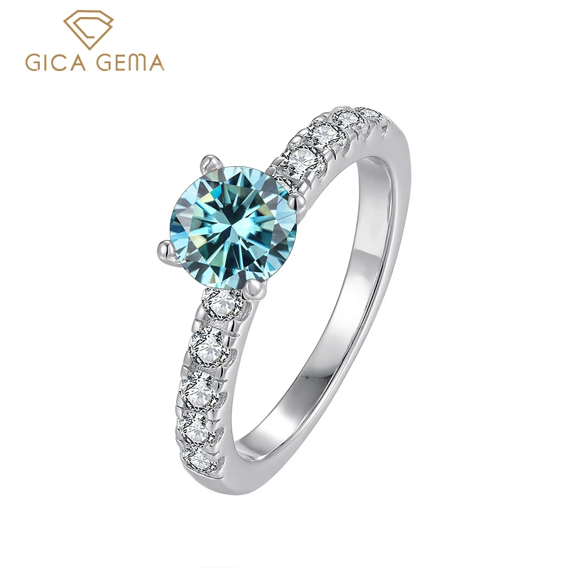 

Gica Gema 1.0ct 6.5mm Round Moissanite 925 Silver Ring Diamond Test Passed Fashion Claw Setting Woman Girl Gift Fine Jewelry