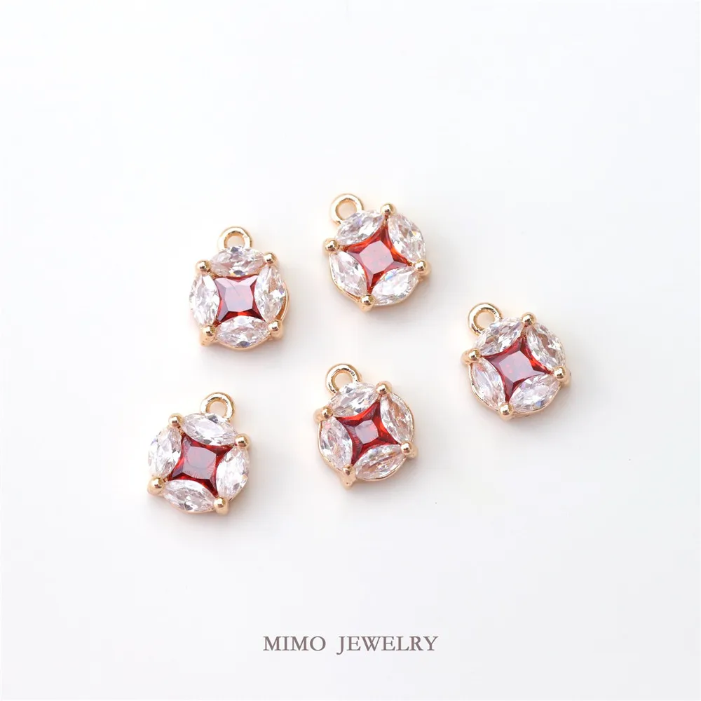 

MIMO JEWELRY Gold plated copper micro inlaid zircon mini small copper coin pendant lucky DIY handmade accessories