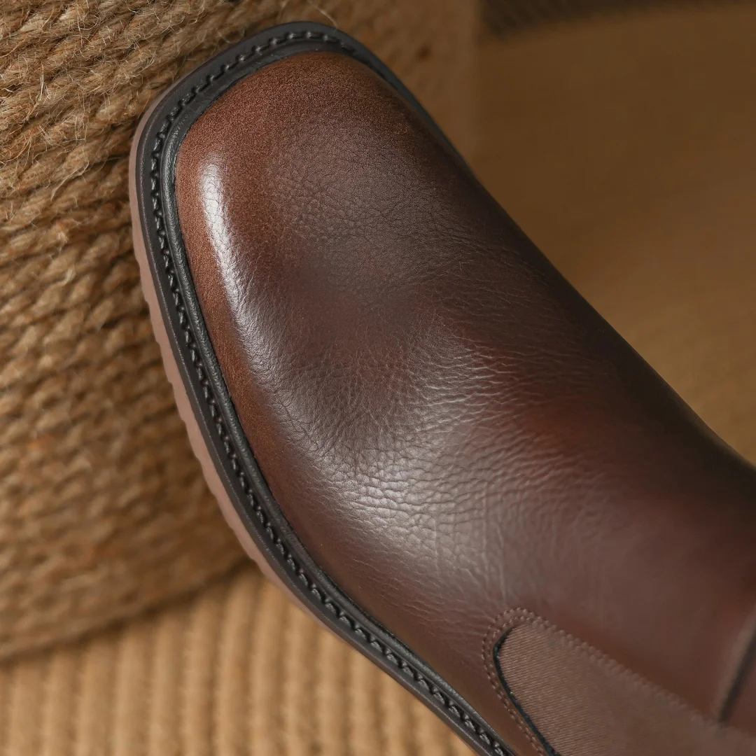 Женские ботильоны из натуральной кожи Лоскутные ботинки-челси эластичной ткани