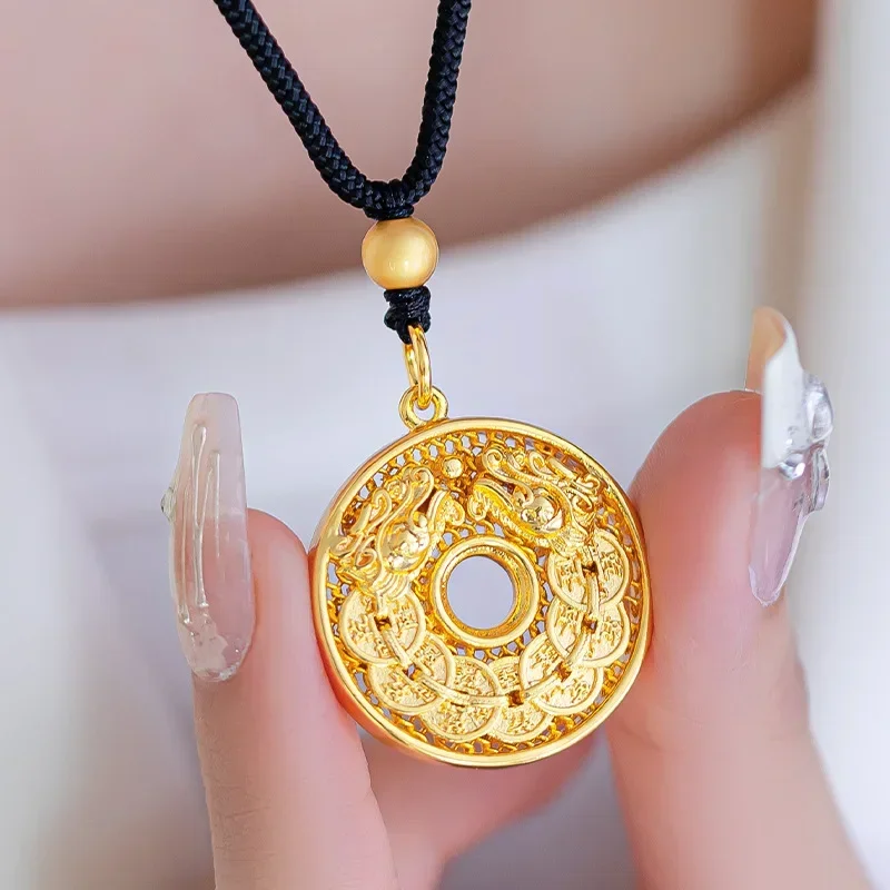 Настоящее золото 9999 24 карата древняя подвеска Qianlong бренда Lucky Treasure