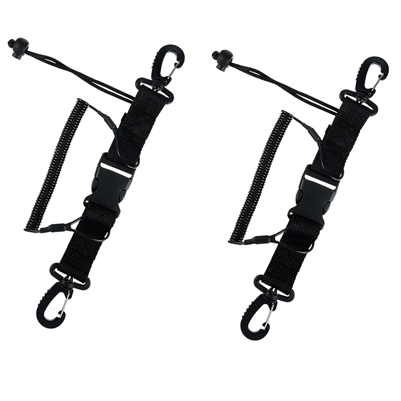 

2 Pcs Scuba Diving Lanyard Steel Spring Coiled Lanyard Camera Lanyard With Quick Release Buckle Diving Clips