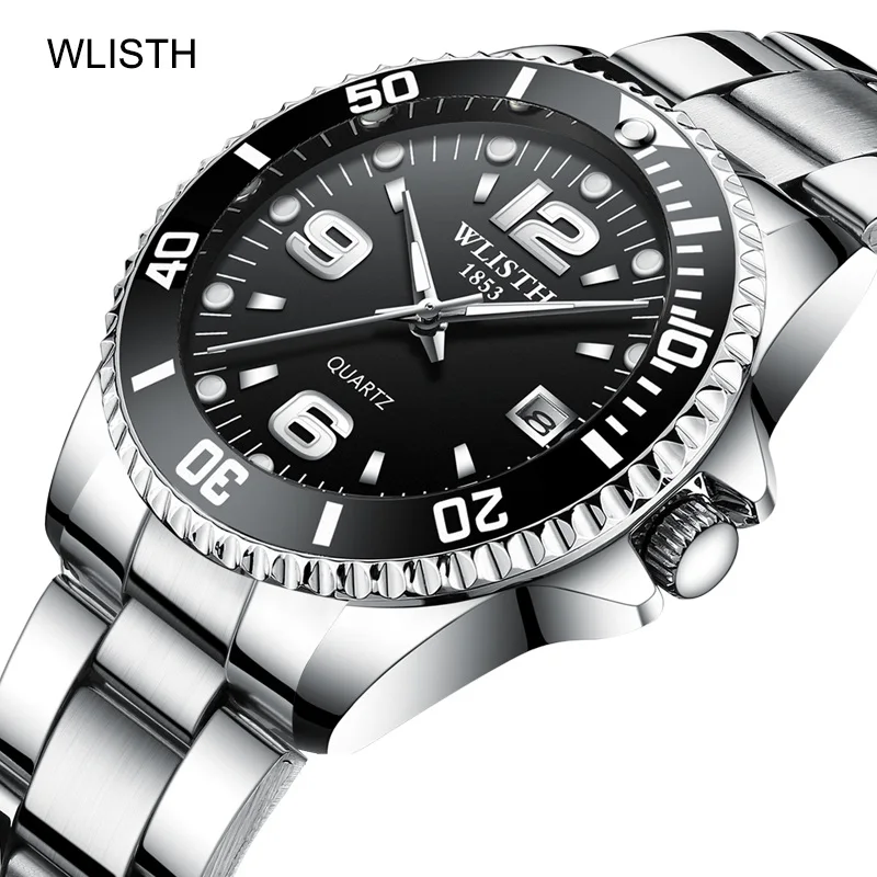 

2019 Wlisth Brand Watch Men Rotatable Bezel Gmt Sapphire Glass 30m Waterproof Stainless Steel Sports Fashion Quartz Reloj Hombre