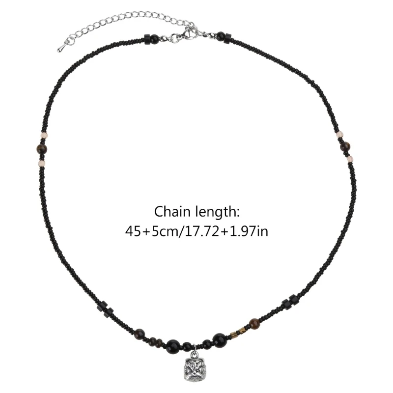 Винтажное ожерелье с подвеской в виде головы льва цепочка из бисера колье