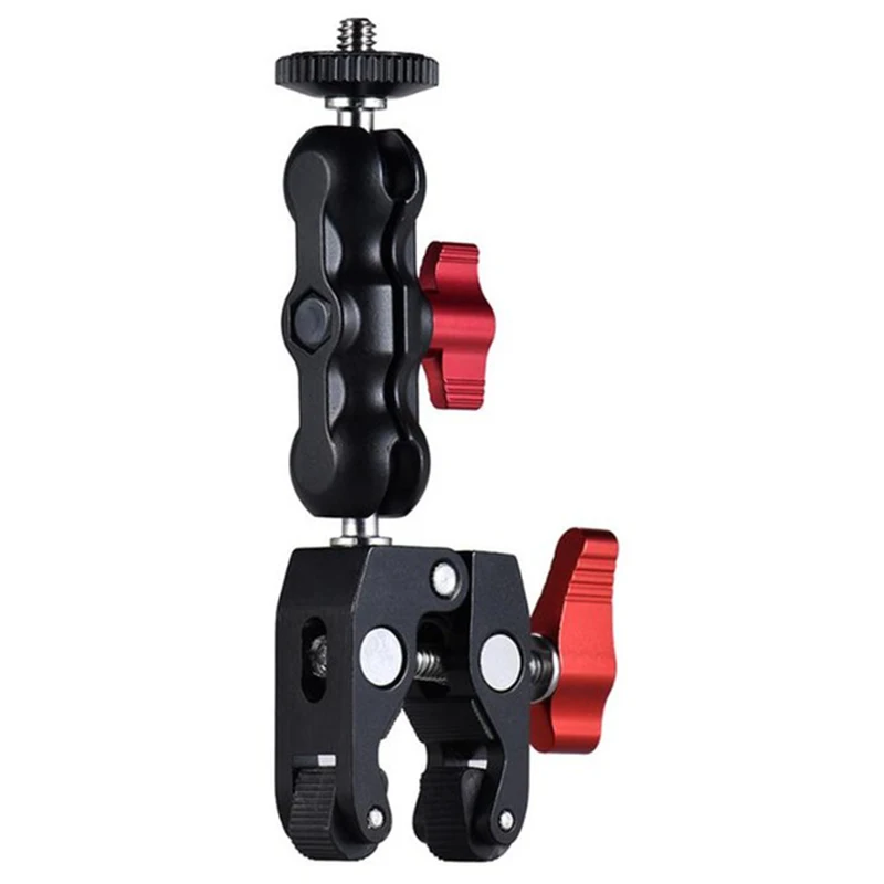 

Retail Slr Camera Magic Arm Double Hot Shoe Ball Head Crab Claw Clip Universal Monitor Bracket Ball Head Clamp Super Holder Stan
