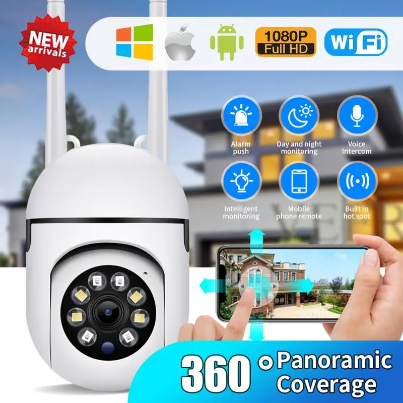 

Режим доступа AP, 360 Вращающаяся панорамная камера слежения, беспроводная Wi-Fi PTZ IP-камера, удаленный просмотр, интерфейс Лампы Безопасности