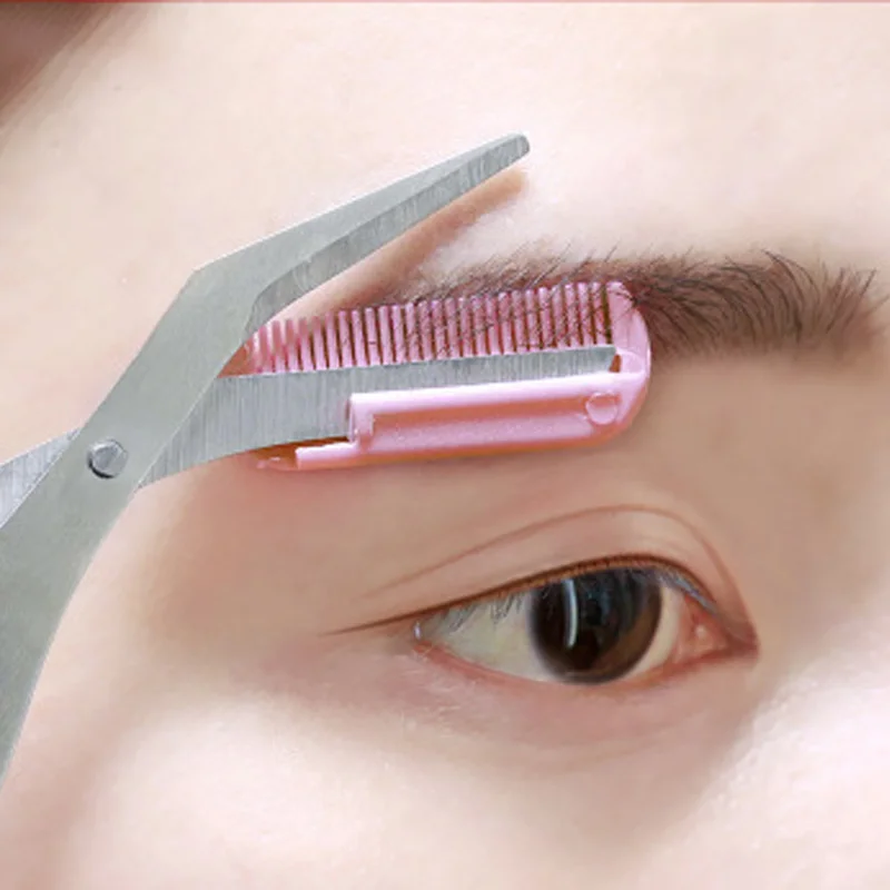 

Facial Eyebrow Trimmer Scissor with Comb Facial Eyelash Hair Removal Grooming Shaping Eyebrow Shaver Cosmetic Makeup