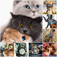 2022 paint girl diy painting by numbers animal three cats 40x50cm va 2834 coloring by numbers drawing set