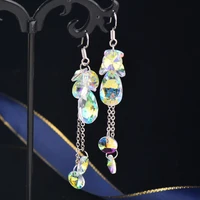 kioozol crystal long hanging earring eardrop elegant womens jewelry earrings 2022 881 ko1