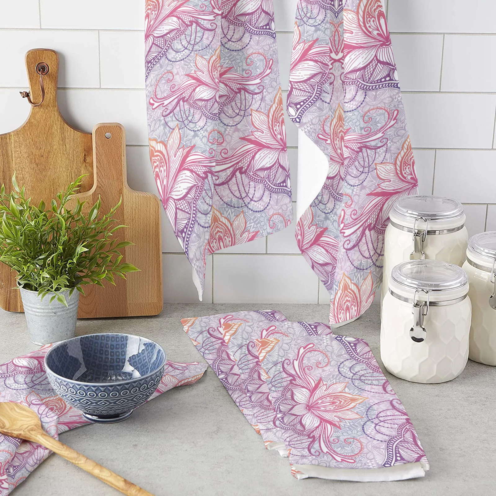 

Mandala Pattern Kitchen Cleaning Towel Microfiber Absorbent Dishcloths for Kitchen Rags Cleaning Tool