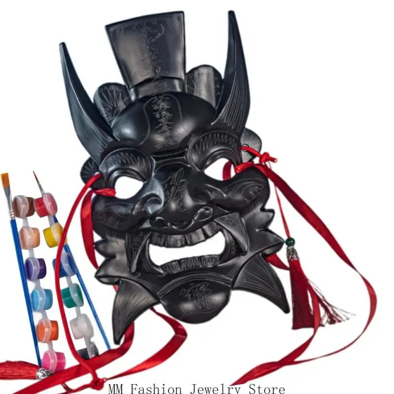 Фото D0UB Blank Nuo Operas Mask Diy Blank Mask Maskable Mask White/Black Masquerades Mask Mardi Gras Маска для взрослых детей подарки №5