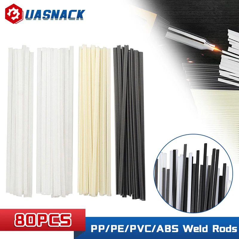 

80Pcs PP/PE/PVC/ABS Plastic Welding Rods 200mm Welder Sticks Kit with Welded Mesh Repair Strips Soldering Tools for Car Bumpers