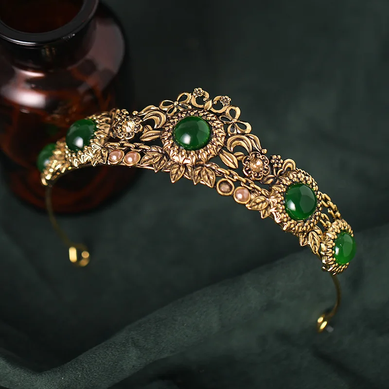 

New Algerian Women Tiaras Wedding Hair Jewelry Bridal Crown Gold Color Crystal Ball Jewelry Gift Party Hair Accessories