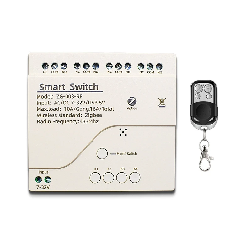 

Hot HG-4CH Zigbee 3.0 Wifi Relay Module DC7V-32V RF Smart Switch Work With Tuya Smart Life APP Self-Locking Inching Mode