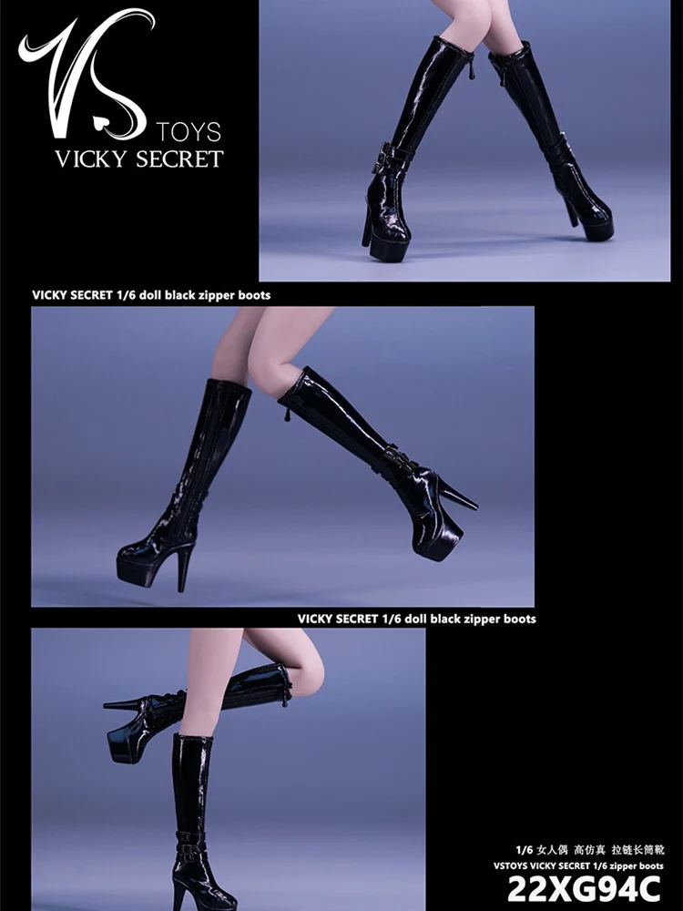 VSTOYS 22XG94 1/6 Женские солдатские средние сапоги Сексуальные на молнии Полые туфли