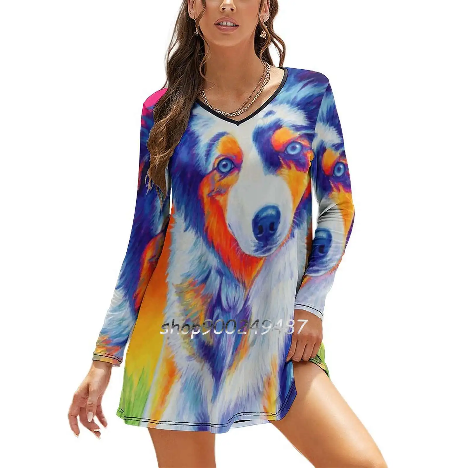 Lexi The Blue Merle платья для щенков австралийской овчарки женщин трапециевидной формы