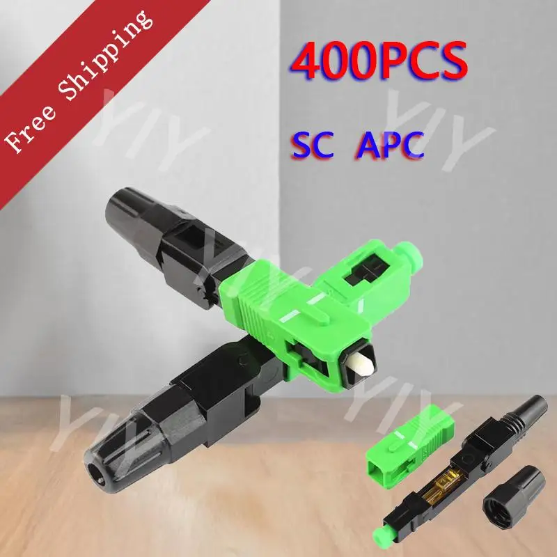

400PCS FTTH Embedded Fiber Optic Fast Connector SC APC Cold Connection Quick Field Assembly Single Mode SC Fiber Optic Adapter