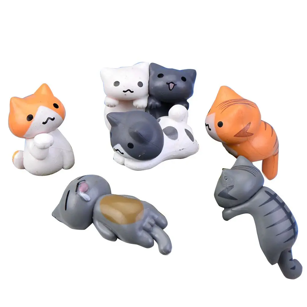 

6pcs/Set Of DIY Garden Cat Ornaments Small Cartoon Animal Statues Landscape Garden Moss Ornaments Small Dolls Home Decoration