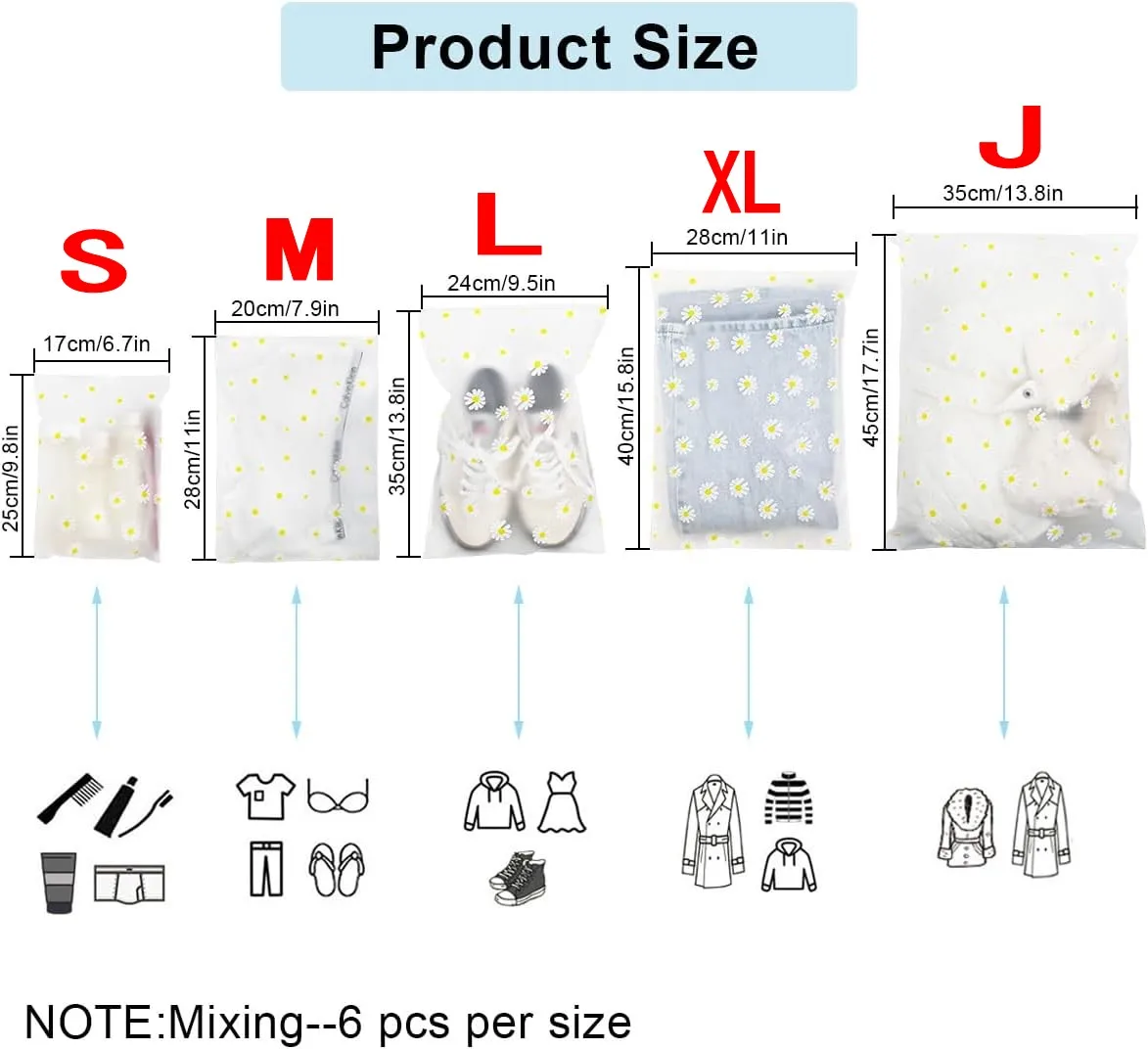 

Набор из 10 прозрачных пластиковых пакетов для хранения