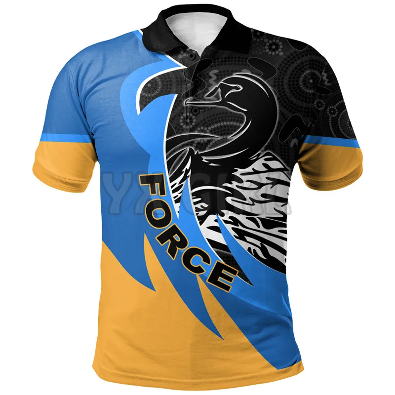 

2022 Summer shirts women for men Force Rugby Custom Name Force Black Swans Mascot Polo Shirts 3D printed Short sleeve Tops