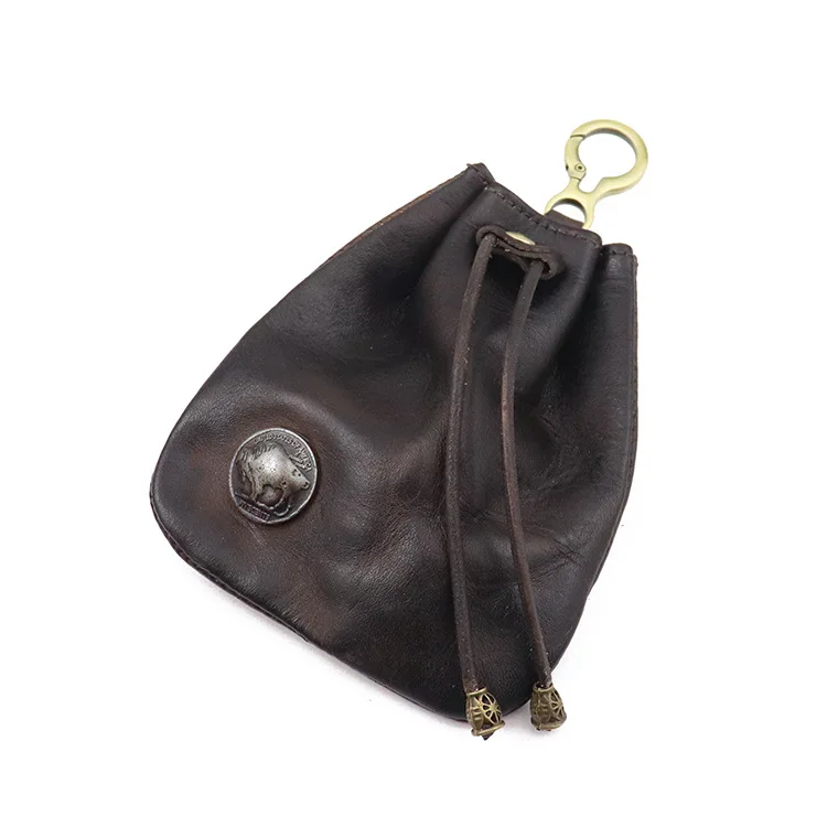 New 2023 Creative Fashion Style Coin Purse Women's Retro Hand-rubbed Color Plant Tanned Leather Bag