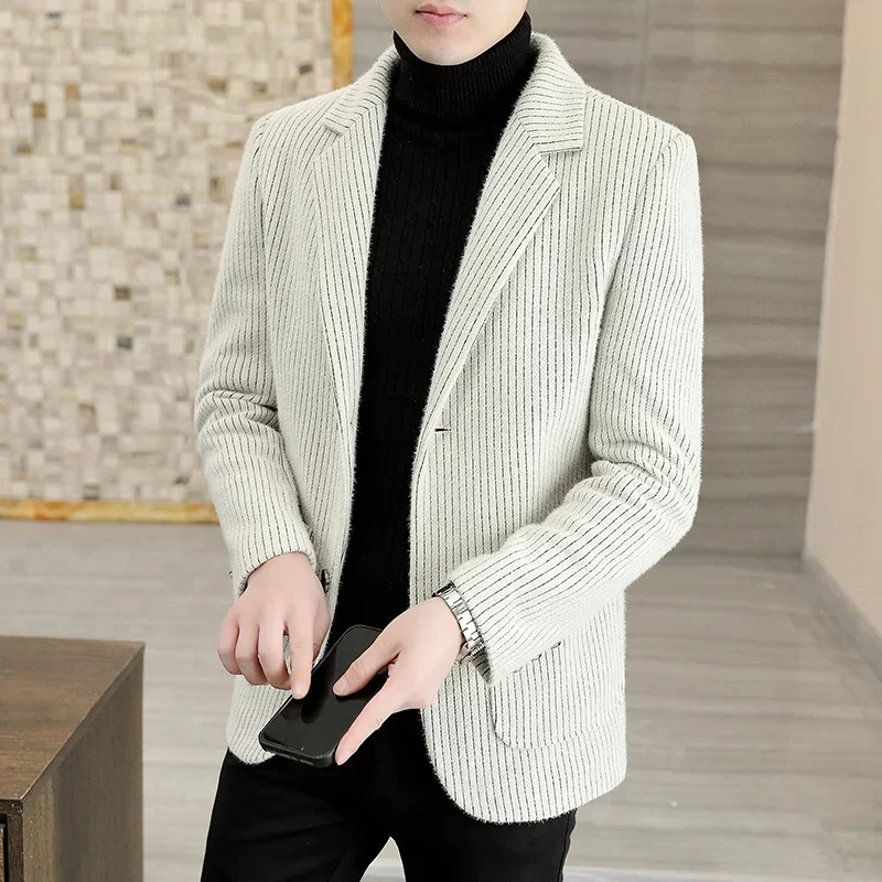 Эксклюзивный Модный деловой мужской узкий Повседневный шерстяной золотистый