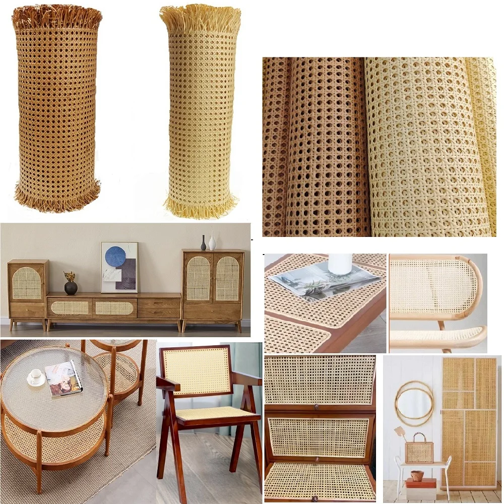 Yellow/Brown Plastic Hollow Octagon Rattan Cane Webbing Roll Handmade DIY Material For Home Cabinet Chair Warerobe Table Decor