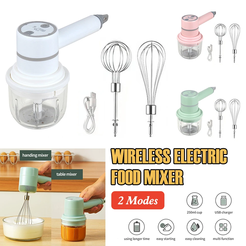

Wireless Portable Electric Food Mixer Blender High Power Garlic Chopper Egg Beater Cake Baking Handheld rechargeable mixer Tool