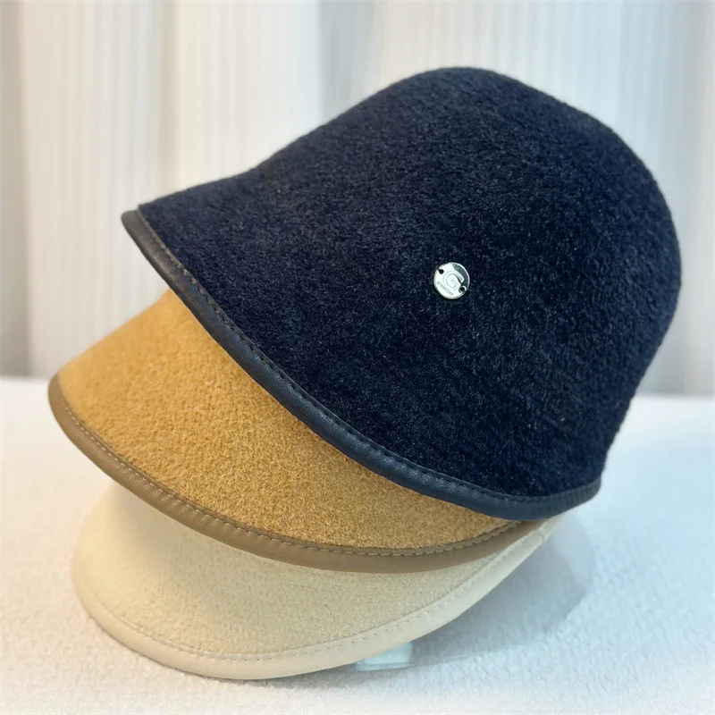 Женская шапка-кастрюля из искусственной норки осенняя и короткая шляпа в стиле