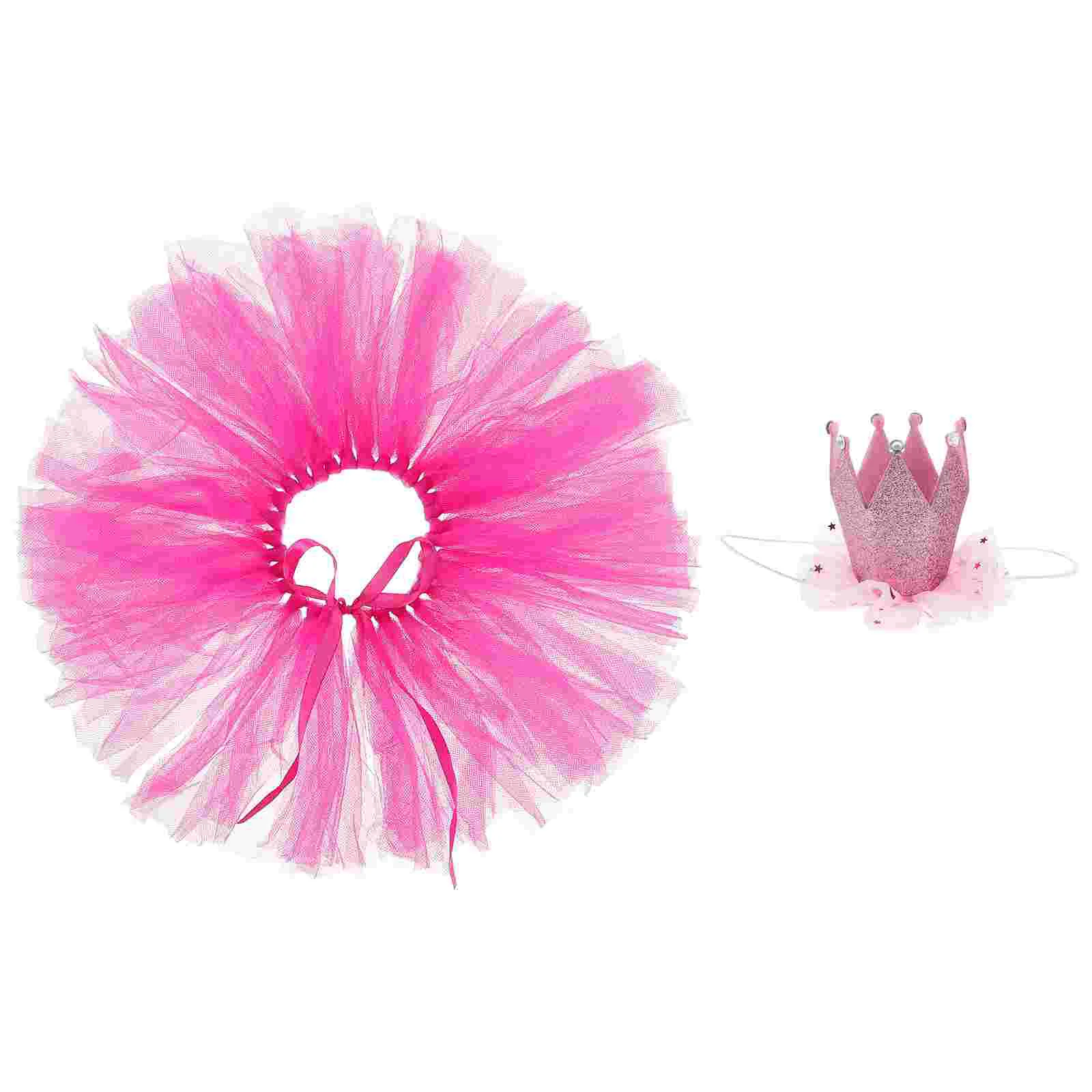 

1 Set Gauze Skirt Party Clothes Dog Supplies Headband