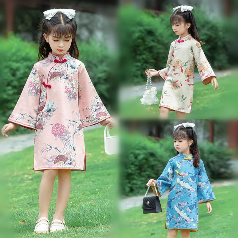 

Gaun Anak Perempuan Baru Musim Gugur 2023 Gaun Cheongsam Anak-anak Remaja Tradisional Gaya Cina Gaun Putri Gadis