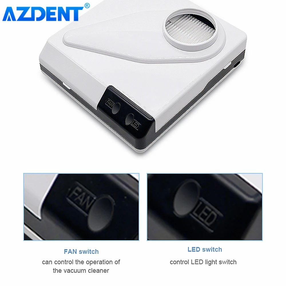 AZDENT Dental Dust Collector LED Light Extractor Desktop Vacuum Cleaner Lab Equipment Suction Machine for Polishing |