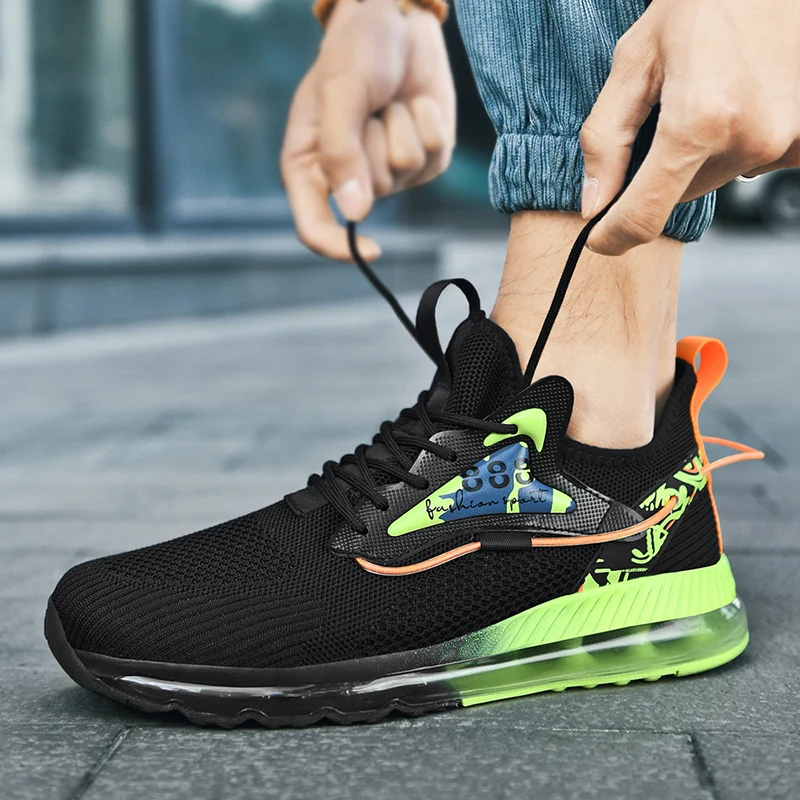 Full Air Cushion Sneakers for Men Large Size 39-48 Mesh Running Sports Shoes Comfortable Lace-up Tenis Masculino Free Shipping