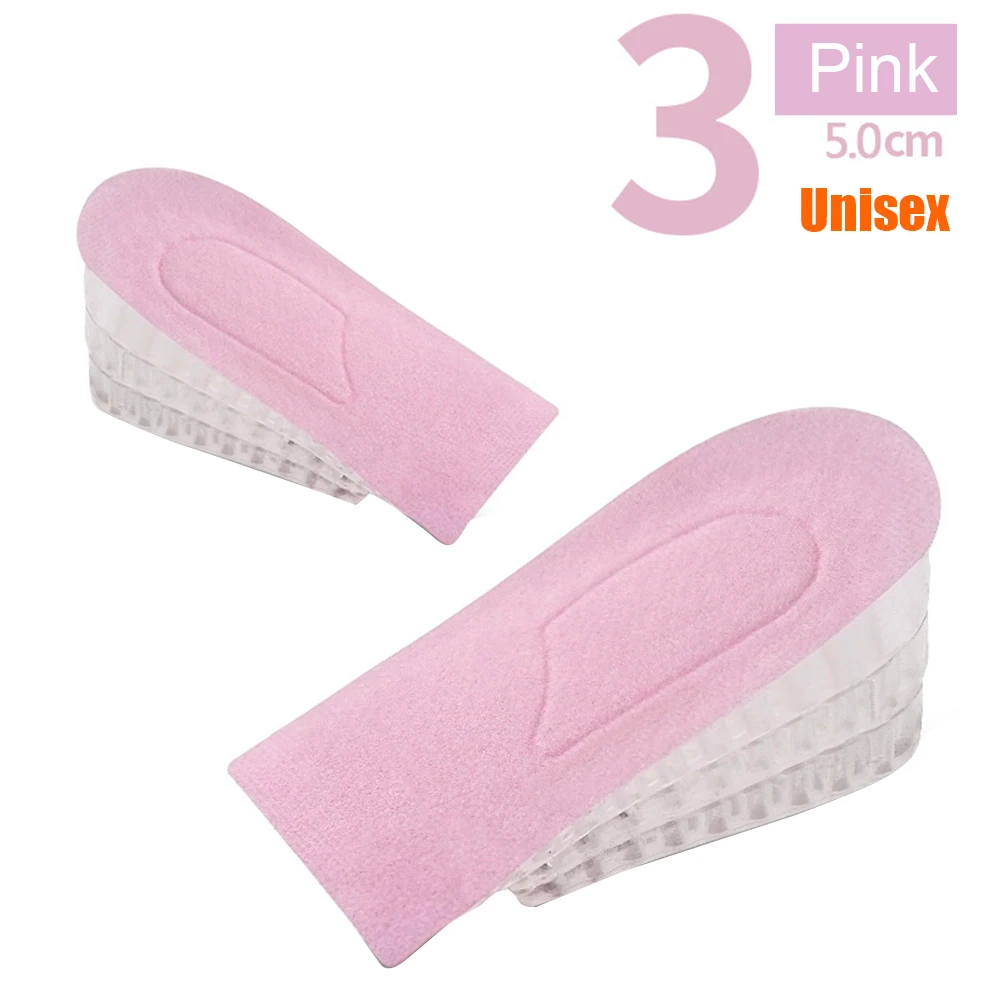 

1pair Men Women Foot Care Shopping Inserts Pads Heel Lifts Height Increase Insoles Outdoor Camping Soft Silicone Multifunction
