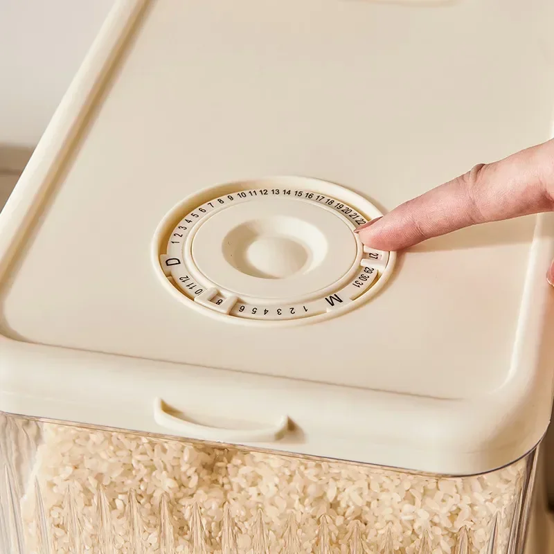 

Storage Grain Rice Sealed Plastic Automatic Household Bucket Food Dispenser Grade Box Grain Push Storage Dispenser Box 10kg Rice