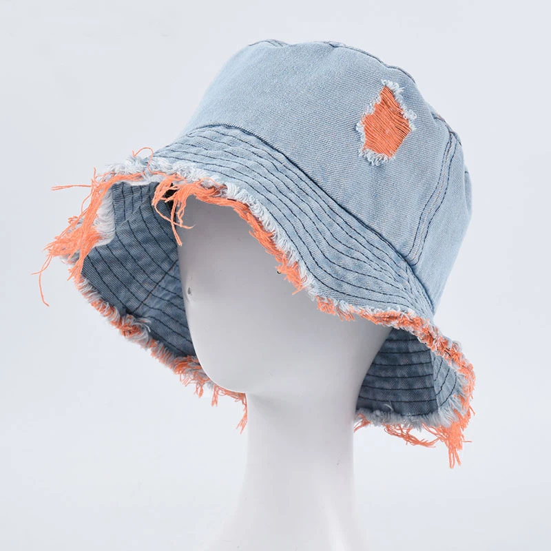 

Color Hole Washed Denim Fisherman Hat Female Outdoor Sun Hat Four Seasons Couple Fashion Wild Panama Hat Fisherman Hat