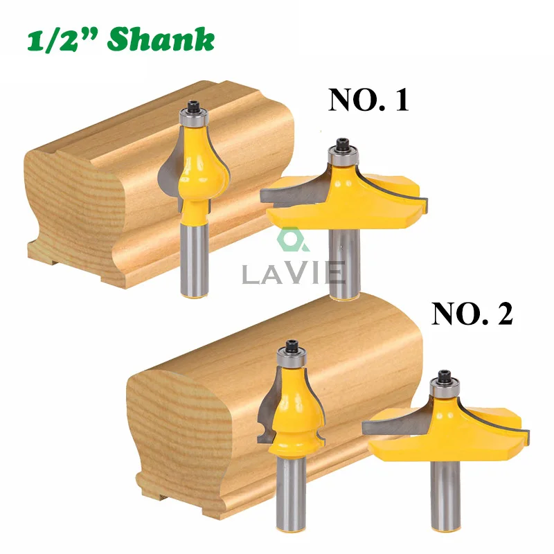 

2PC/Set 1/2" 12.7MM Shank Milling Cutter Wood Carving Armrest Mill Handrail Router Bits Set Wavy Flute Tenon Milling Cutter Wood