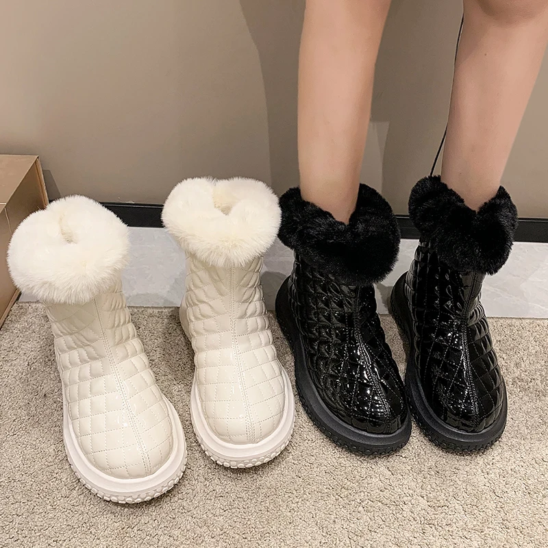 

Женские ботинки на плоской подошве, новые австралийские женские ботинки с круглым носком и плюшевой подкладкой, зимняя обувь для снежной по...