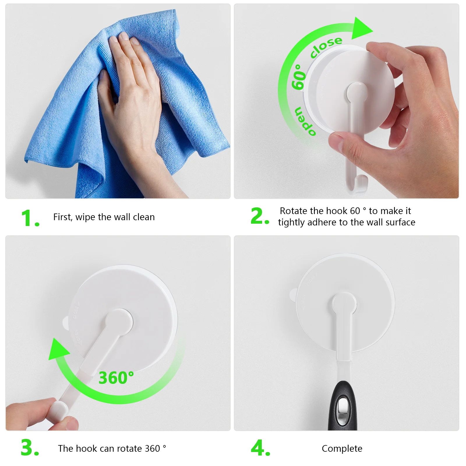 4 шт. вращающийся крючок на присоске сверхмощные крючки венок для ванной комнаты